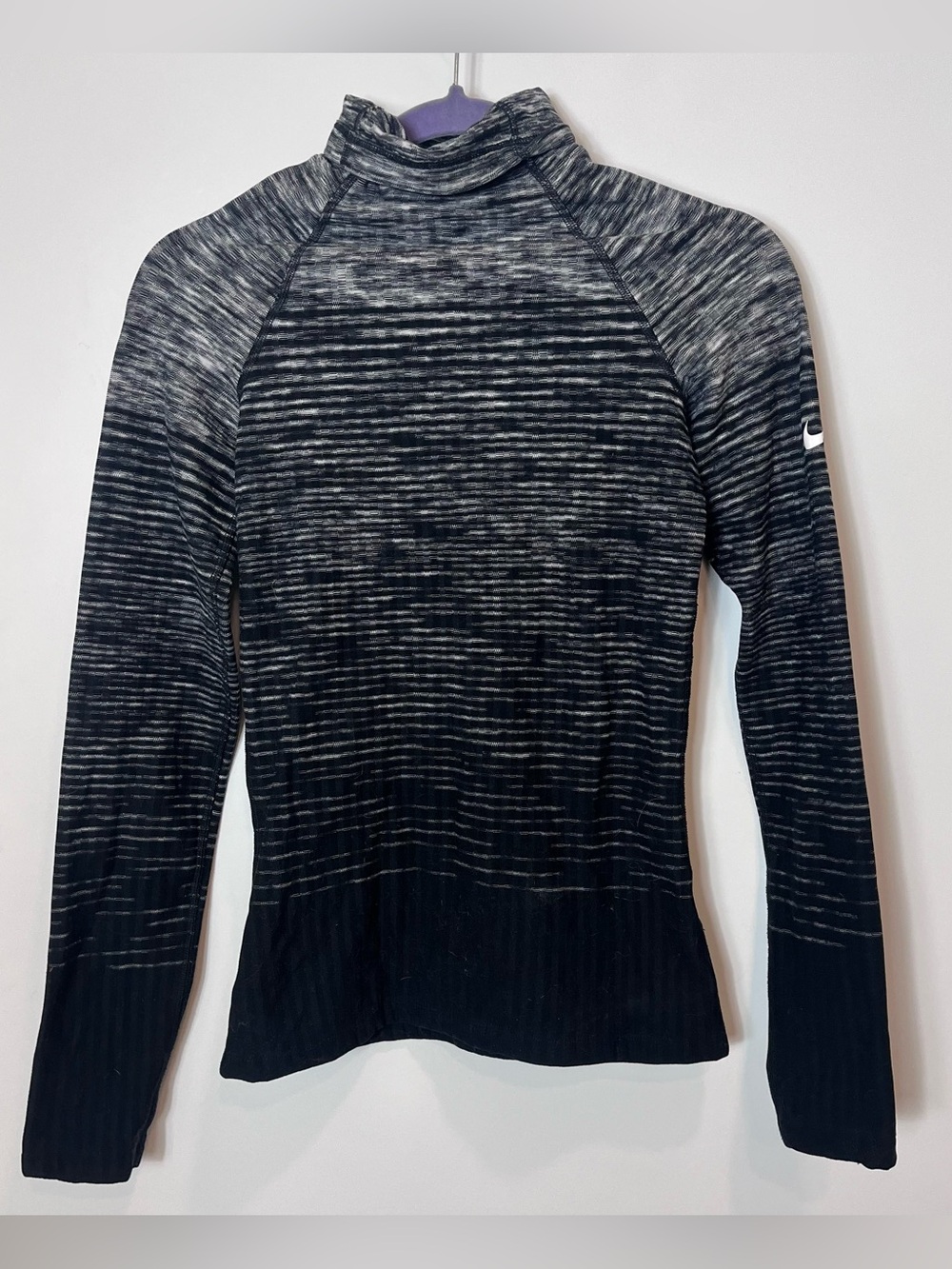 Nike Pro Hyperwarm Long Sleeve Training Top Black & Gray Gradient Athletic Top S